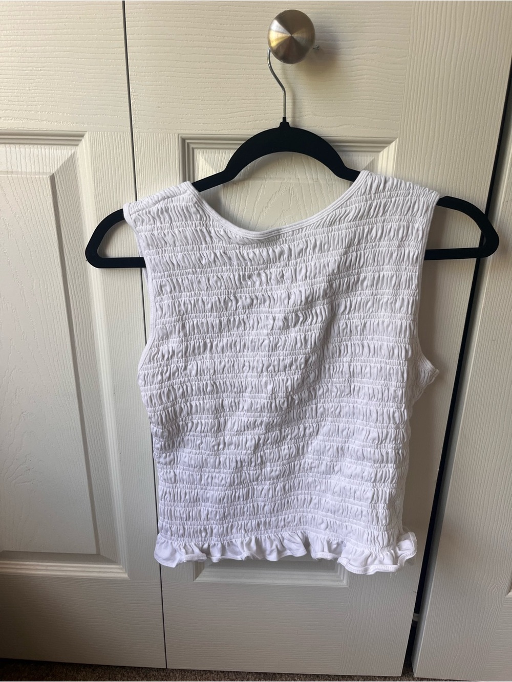 Smocked Boatneck Sleeveless Top